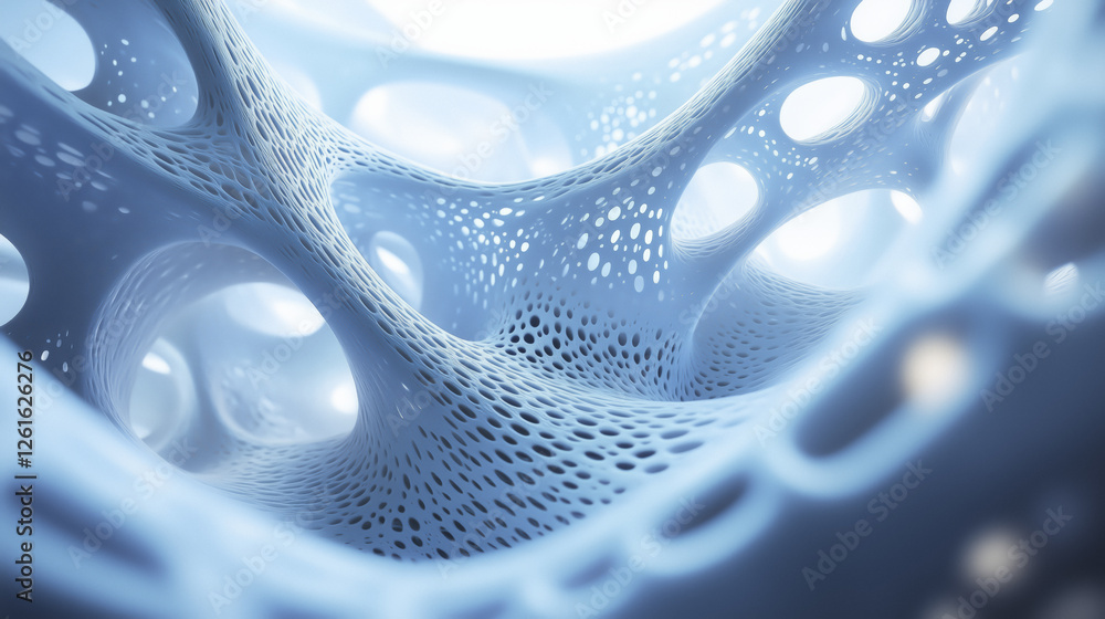 Aufkleber complex network of interconnected, smooth, white structures creates abstract, futuristic design. ima