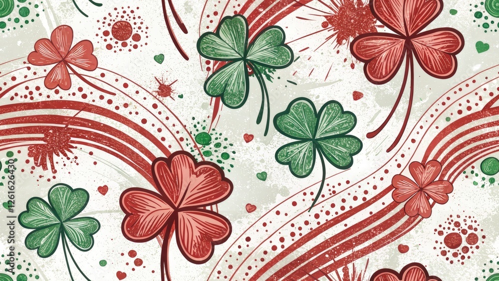 Poster st. patrick's day red spray paint bokeh background design - graphic design element