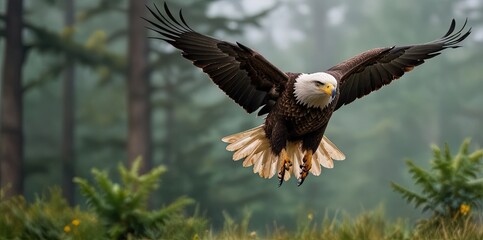 Obraz premium flying eagle bird in natural wildlife transparent background