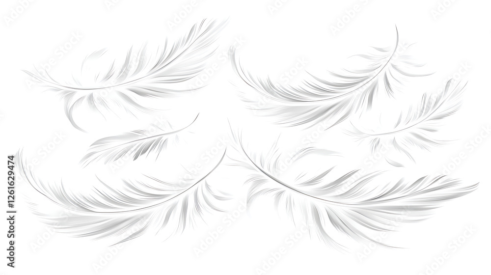 Poster elegant feather arrangement light and delicate fluffy down floating in gentle motion design element