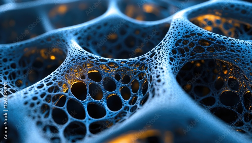 Poster abstract network structure, macro view, glowing points, scientific research background