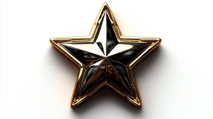 Stylized Gold Star Emblem with Slightly Curved Edges on White Background