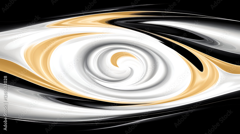 Poster elegant swirl of gold white and black lines a modern abstract design with a centered vortex