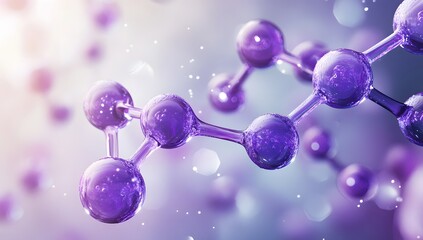 Purple molecular structure, abstract background, science research, educational use