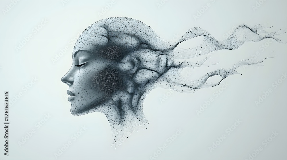 Poster abstract visualization of human intelligence connected through digital networks