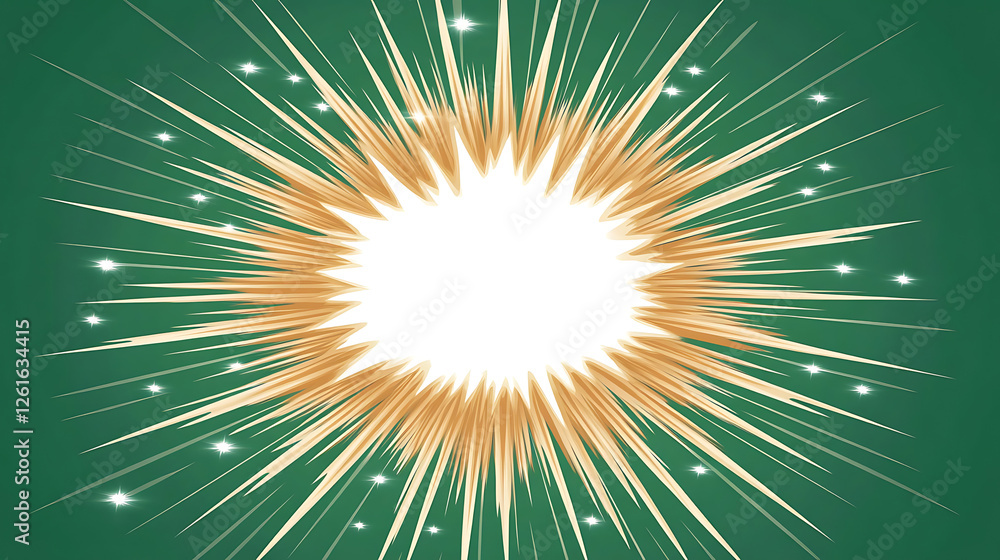 Poster energetic light burst graphic design element on green backdrop design for visual communication