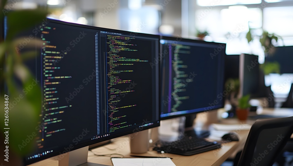 Poster Coding computers in a modern office