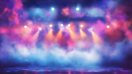 Colorful Stage Lighting with Smoke and Haze