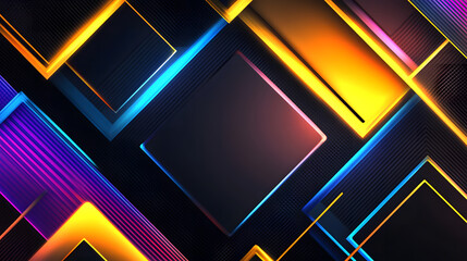 Abstract Neon Geometric Pattern Vibrant Squares and Lines Background