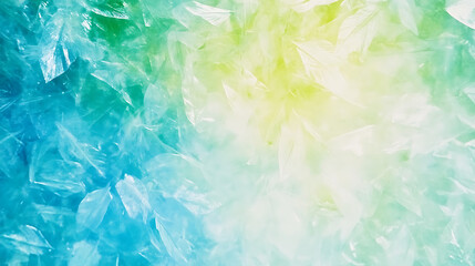 Fototapeta premium Ethereal Leaf Abstract Art A Symphony of Blue Green and Yellow Organic Shapes Design Backdrop