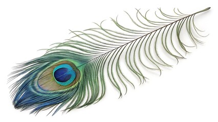 Obraz premium peacock feather on white background