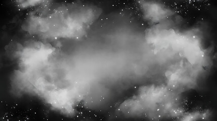 Fototapeta premium Ethereal Nebula Cloudscape with Scattered Star Dust Particle Effects in Shades of Gray for Abstract Art