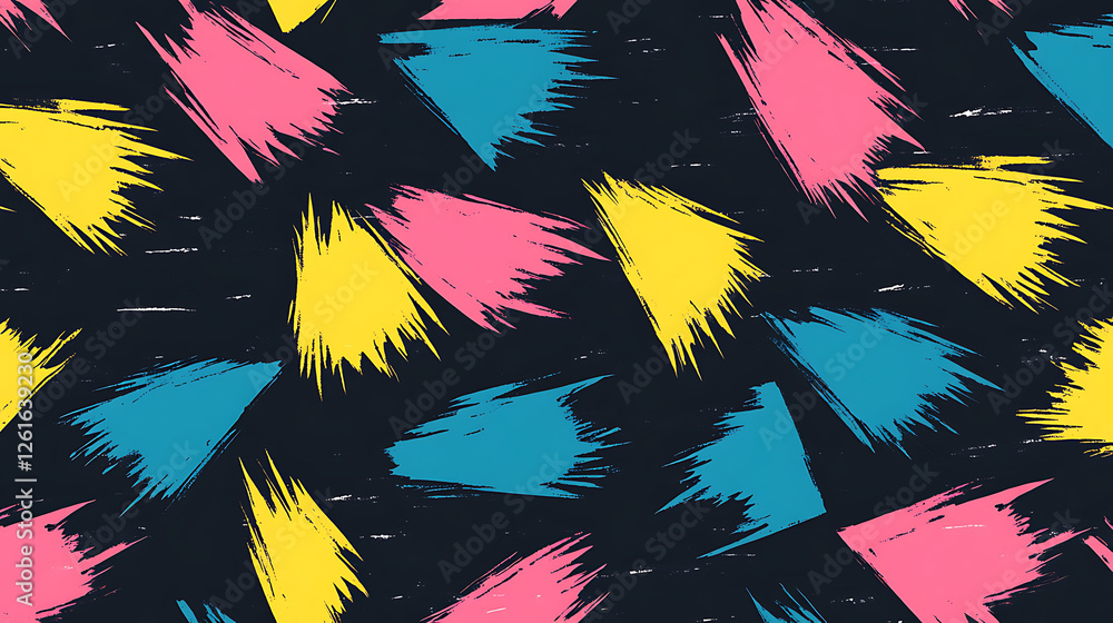Poster expressive strokes of color brushstrokes in dynamic display on dark canvas surface abstract art