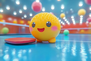 Happy ping pong ball ready to play