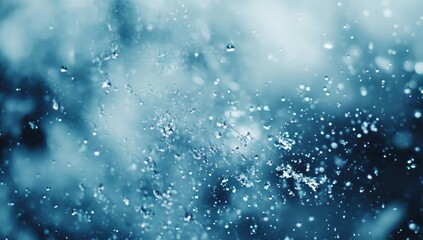 Water Splashing Outdoors, Blue Tones, Abstract Background