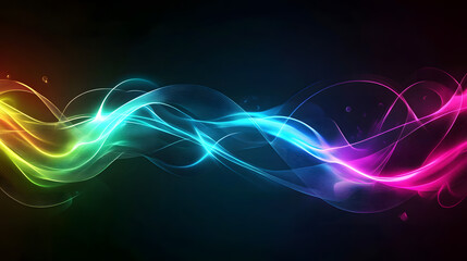 Fototapeta premium Abstract Colorful Light Waves Flowing in Dark Background - Dynamic Energy and Motion Design