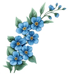 Obraz premium Blue Forget Me Nots Floral Branch Design