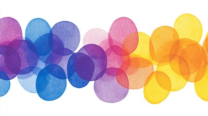 Vibrant watercolor circles gently overlap creating a cheerful rainbow gradient. AI Generated