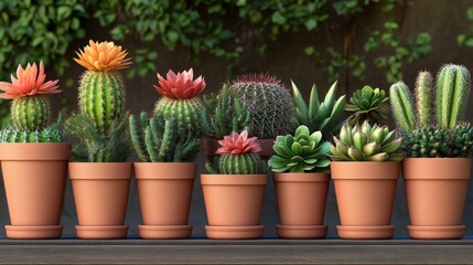 Fototapeta premium 13.Succulent and cactus in pots seamless pattern
