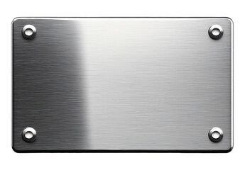 Brushed metal plate isolated on transparent background