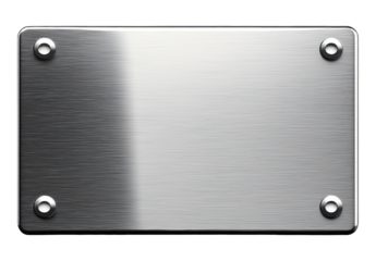 Brushed metal plate isolated on transparent background