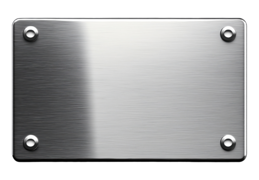 Brushed metal plate isolated on transparent background