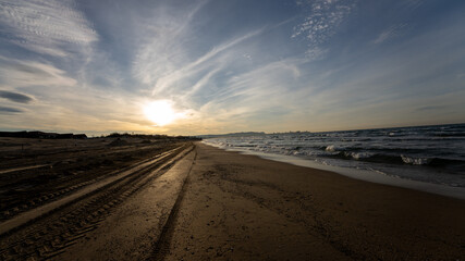 sunset over the beach