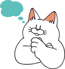 何か考え事をする猫