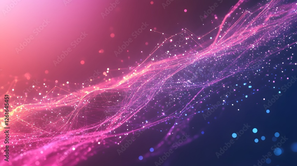 Aufkleber abstract network of glowing particles and lines over colorful background