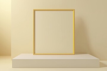 Clean, neutral surface hosts a realistically generated 3D frame with muted yellow edges.