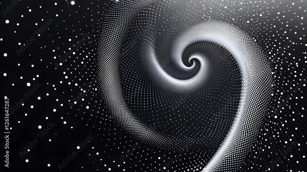 Poster dotted abstract spiral shape creating heart like appearance