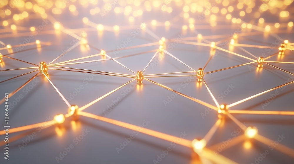 Poster futuristic 3d network with glowing nodes and lines, symbolizing advanced communication and connectiv