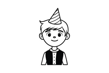 Best cartoon boy is wearing a party hat