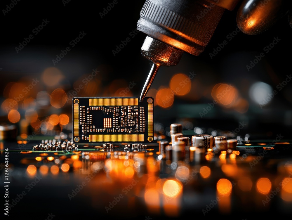 Aufkleber financial inclusion and fintech concept of digital payment. inspecting a circuit board with precisio