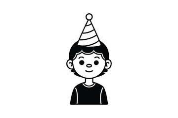 Obraz premium Best cartoon boy is wearing a party hat