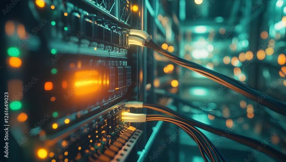 Aufkleber server rack cables in data center