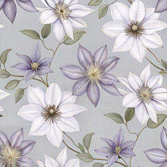 Floral pattern with white flowers on a grey background