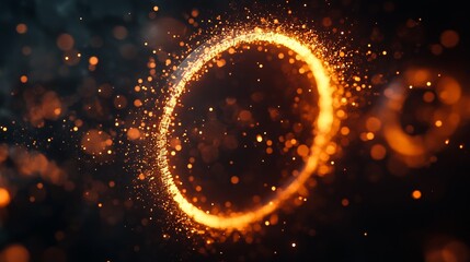 Abstract digital shield with glowing particles, symbolizing cybersecurity and digital protection.