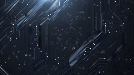 Abstract Circuit Board Technology Background - Dark Blue Digital Pattern