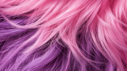 Obraz premium Fluffy strands and blended textures give smooth pink-and-purple fur a soft, inviting feel.