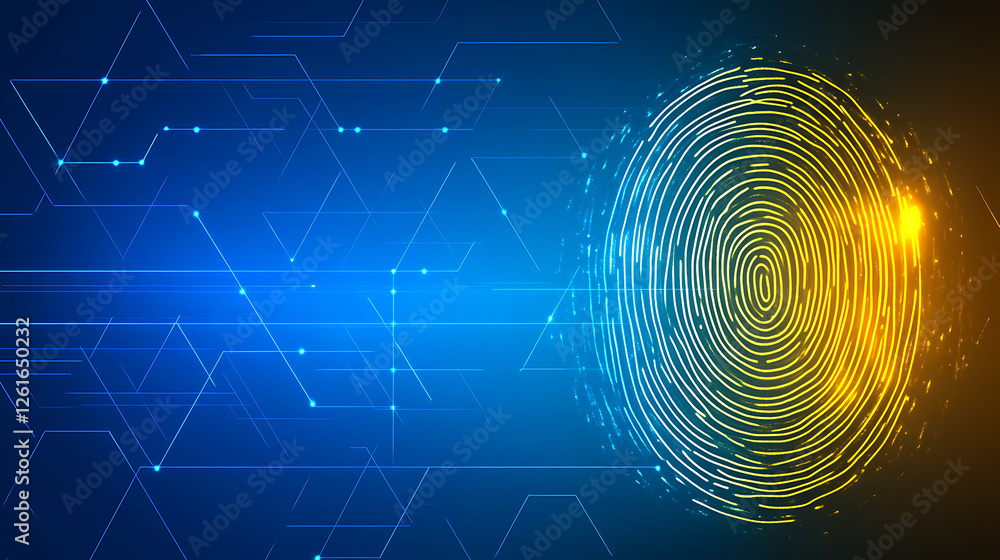 Aufkleber futuristic biometric identification fingerprint scan technology system on digital circuitry