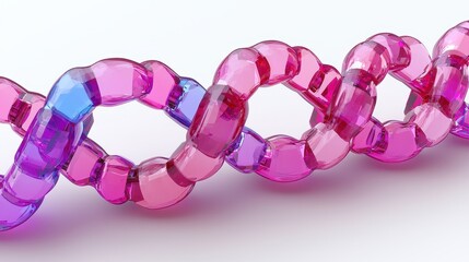 Abstract Pink and Purple Glass Helix DNA like Structure 3D Render Science Concept