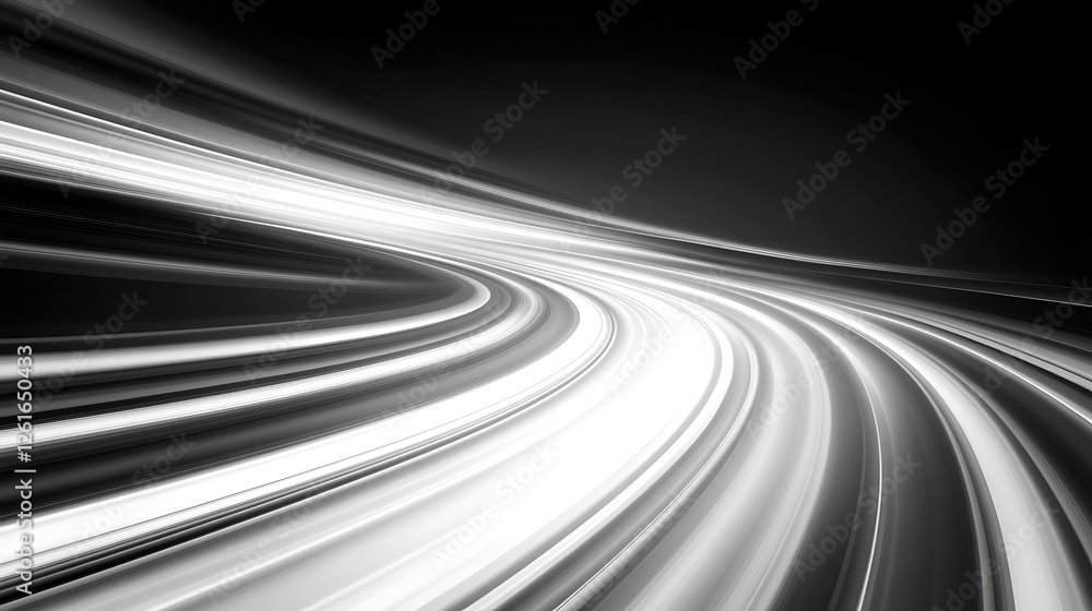 Poster futuristic tunnel with abstract light trails and speed motion blur effect dynamic perspective