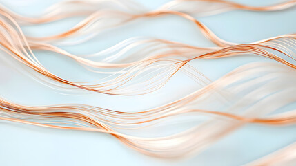 Obraz premium Abstract Flowing Lines Soft Peach and White Waves on Pale Blue Background