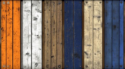 Vibrant painted wood planks background texture. AI Generated