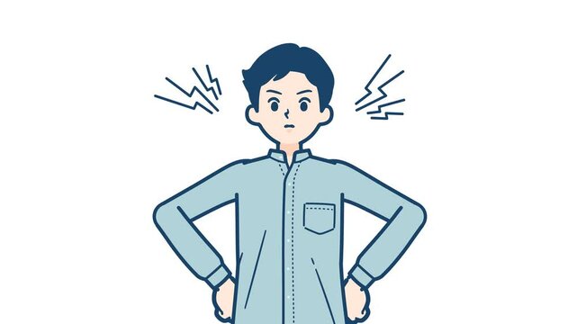 stand collar shirt man_Irritable and angry_with alpha channel.mov
