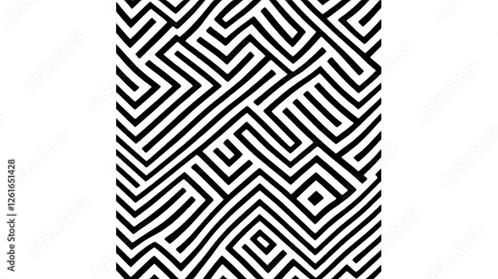 Poster geometric maze of lines abstract pattern design black and white optical illusion art decorative elem