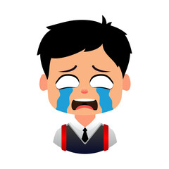 Sad Cartoon Boy, Sad student disappointed with test results, Emoji Boys School
