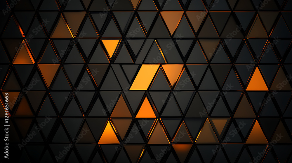 Aufkleber geometric triangle abstract pattern with golden accents and black background dynamic design art