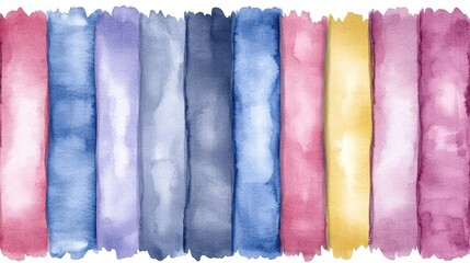 Abstract Watercolor Background Pastel Pink Purple Blue and Gold Vertical Stripes Texture